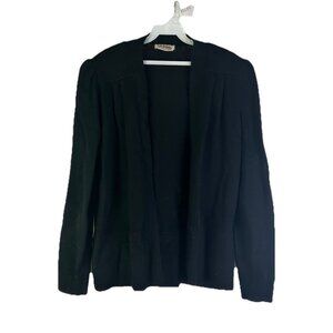 Vintage 80s St. John Marie Gray Womens Medium Santana Knit Open Sweater Coat